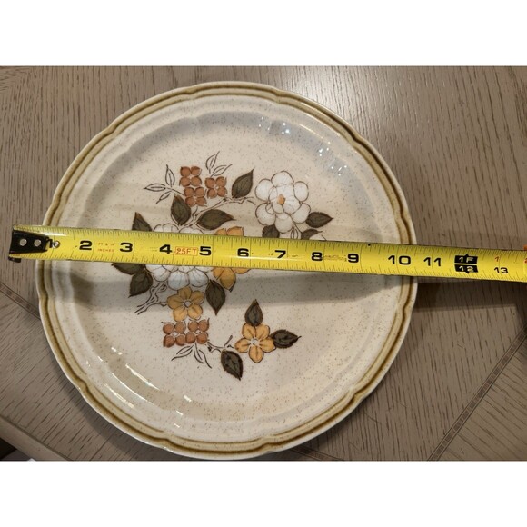 Vintage Crown Manor Handpainted Stoneware Autumn Blossom Plates 10.5" Set Of 3 - Picture 4 of 4